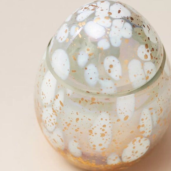 NEW Cheena Egg Fruity Peach Chamomile Glass Candle, White/Gold, by Anthropologie - Picture 2 of 4